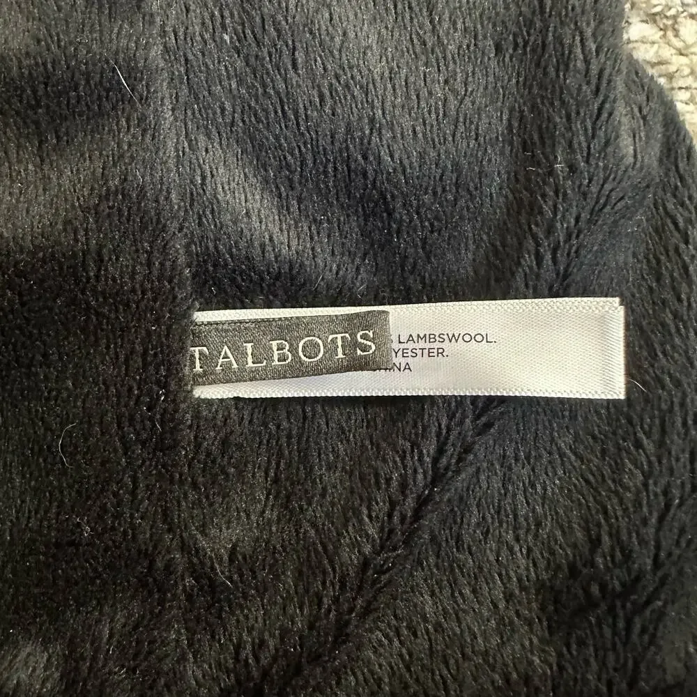 Talbots Lambswool Red Black Houndstooth Check Infinity Collar Scarf Women's